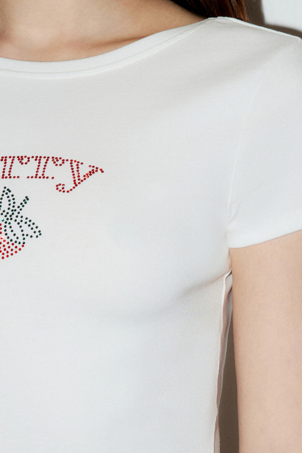 Футболка-топ с принтом из страз - цвет белый - 6