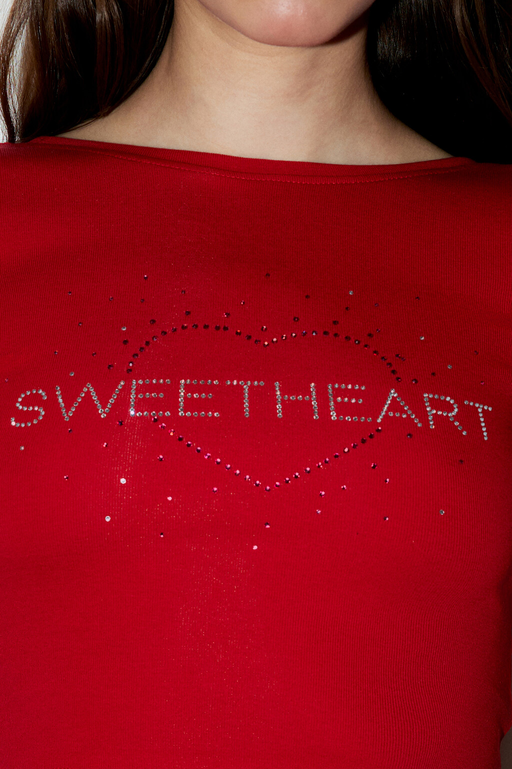 Футболка-топ с принтом из страз - цвет красный - 5