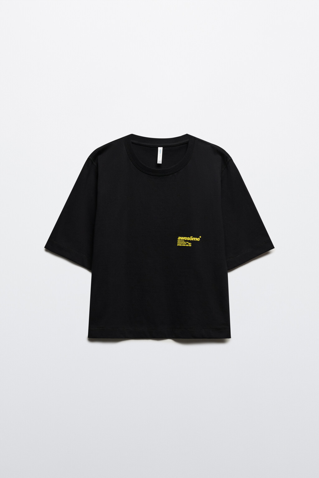 Футболка oversize укороченная с принтом - цвет черный - 7