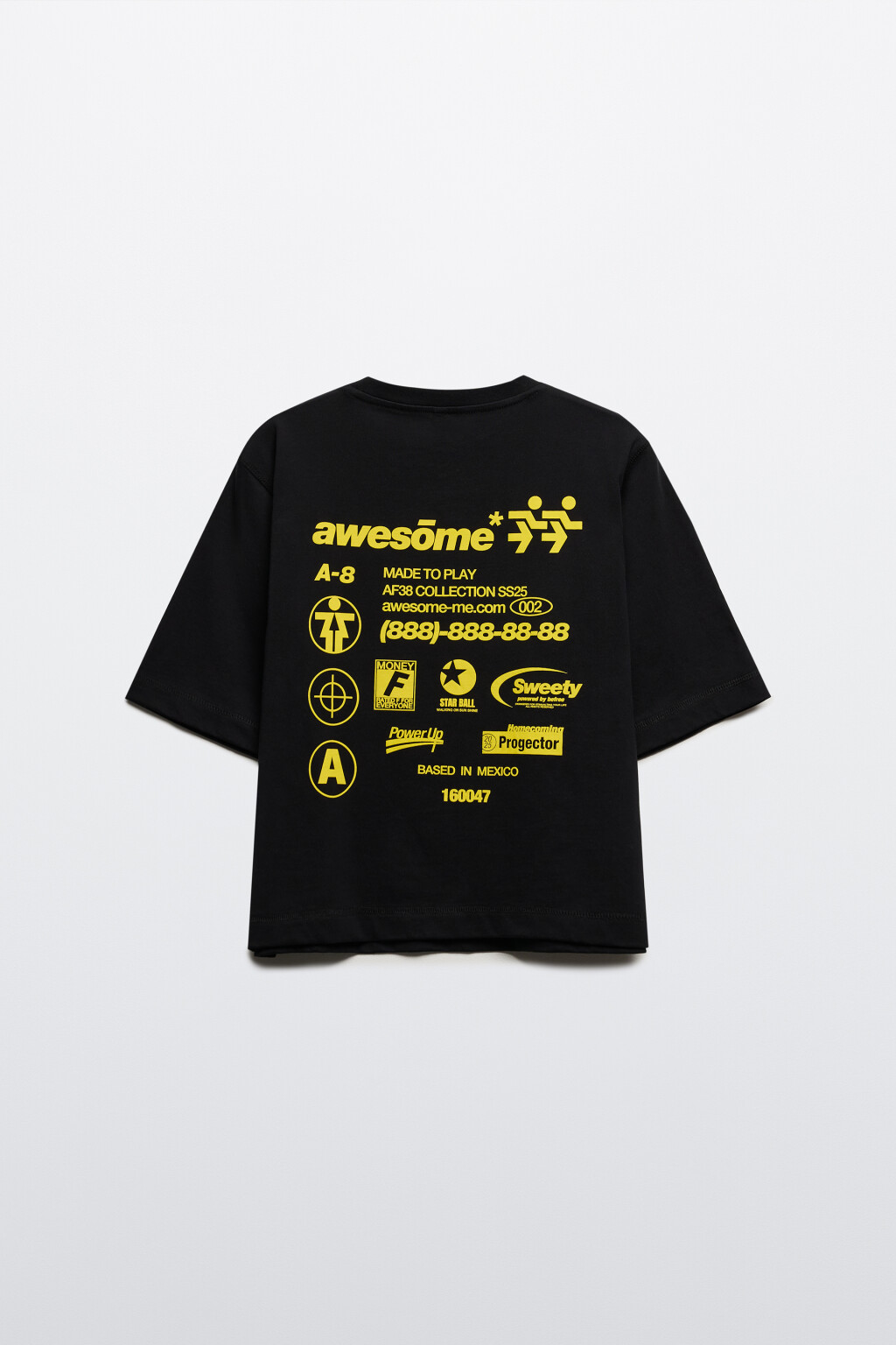 Футболка oversize укороченная с принтом - цвет черный - 8