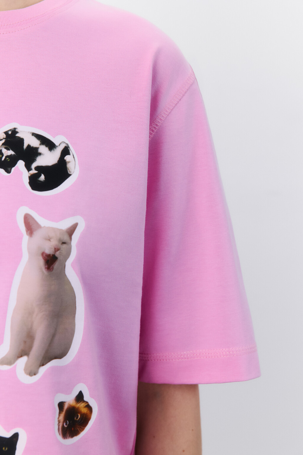 Футболка oversize укороченная с принтом - цвет розовый - 7