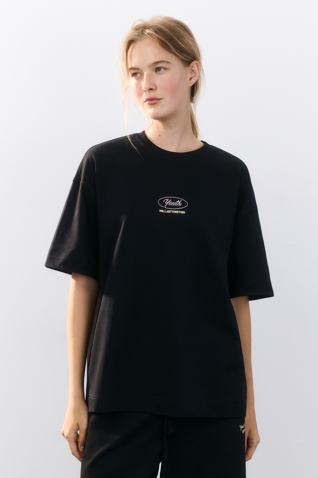 Футболка oversize удлиненная с принтом - цвет черный - 2