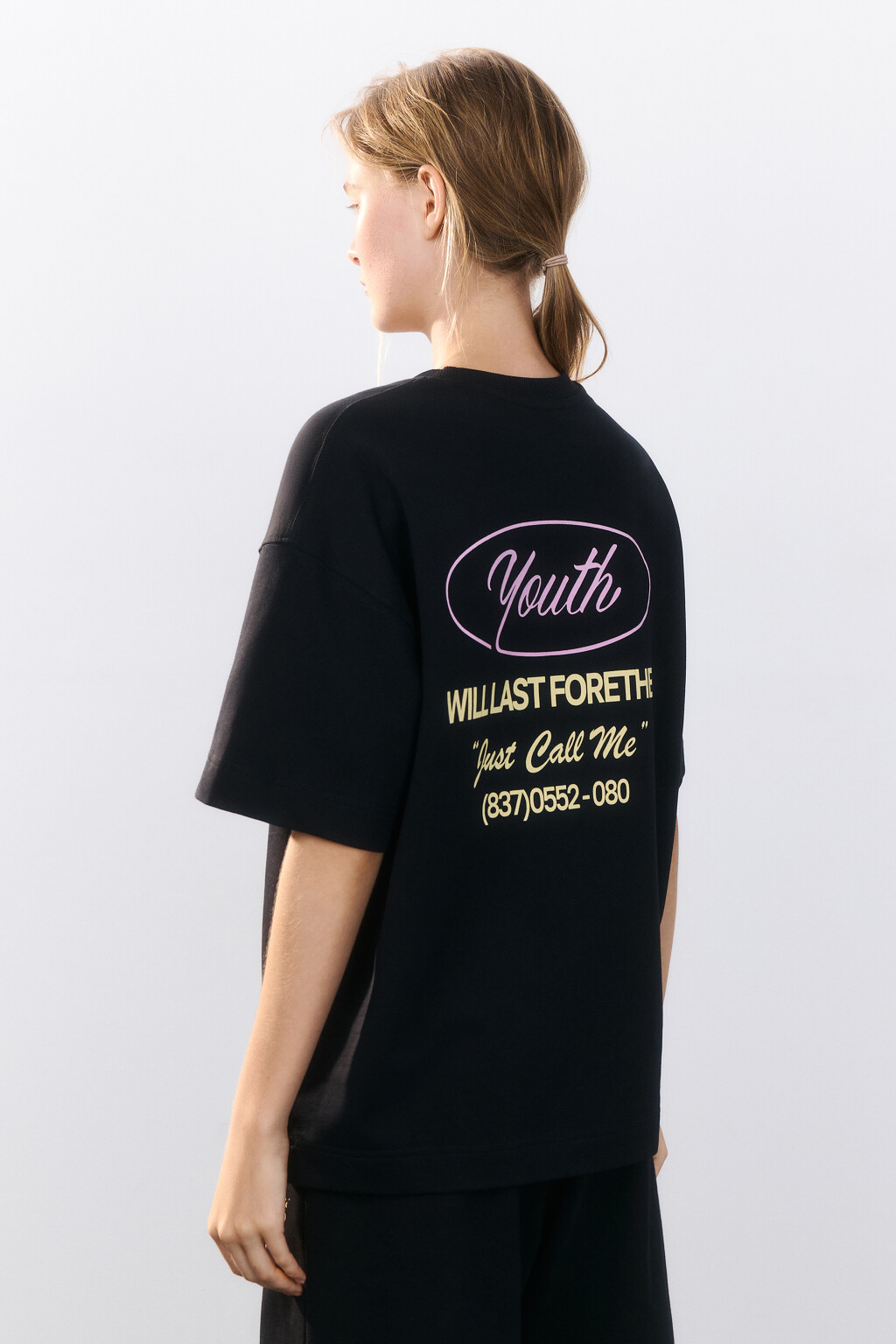 Футболка oversize удлиненная с принтом - цвет черный - 3