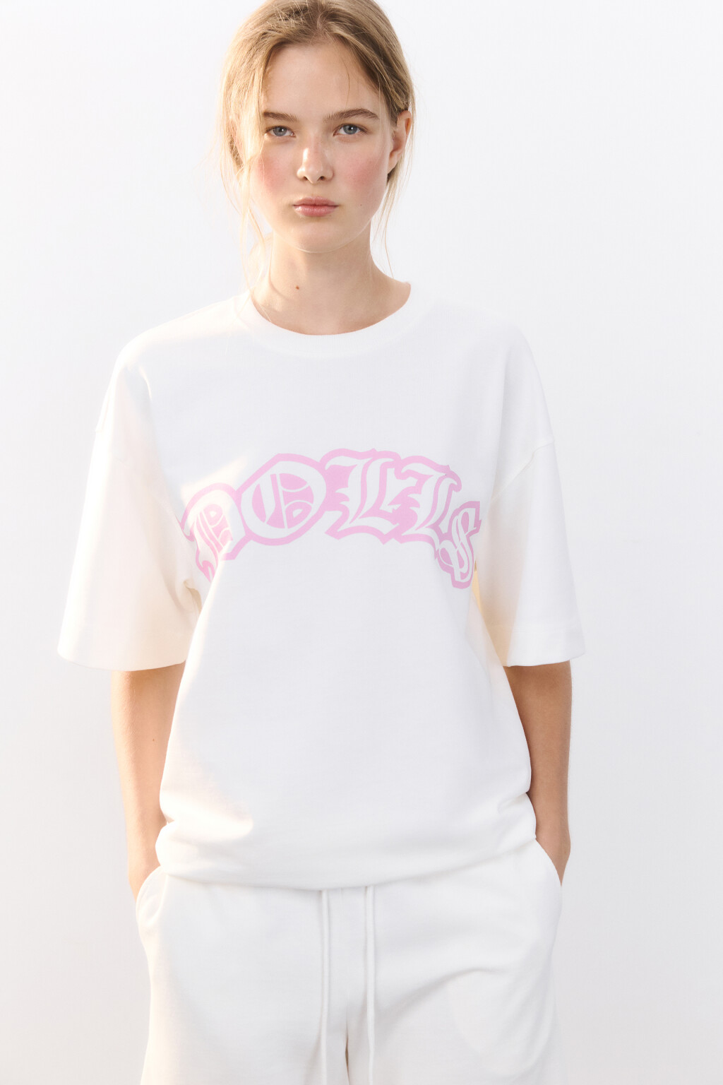 Футболка oversize удлиненная с принтом - цвет белый - 1