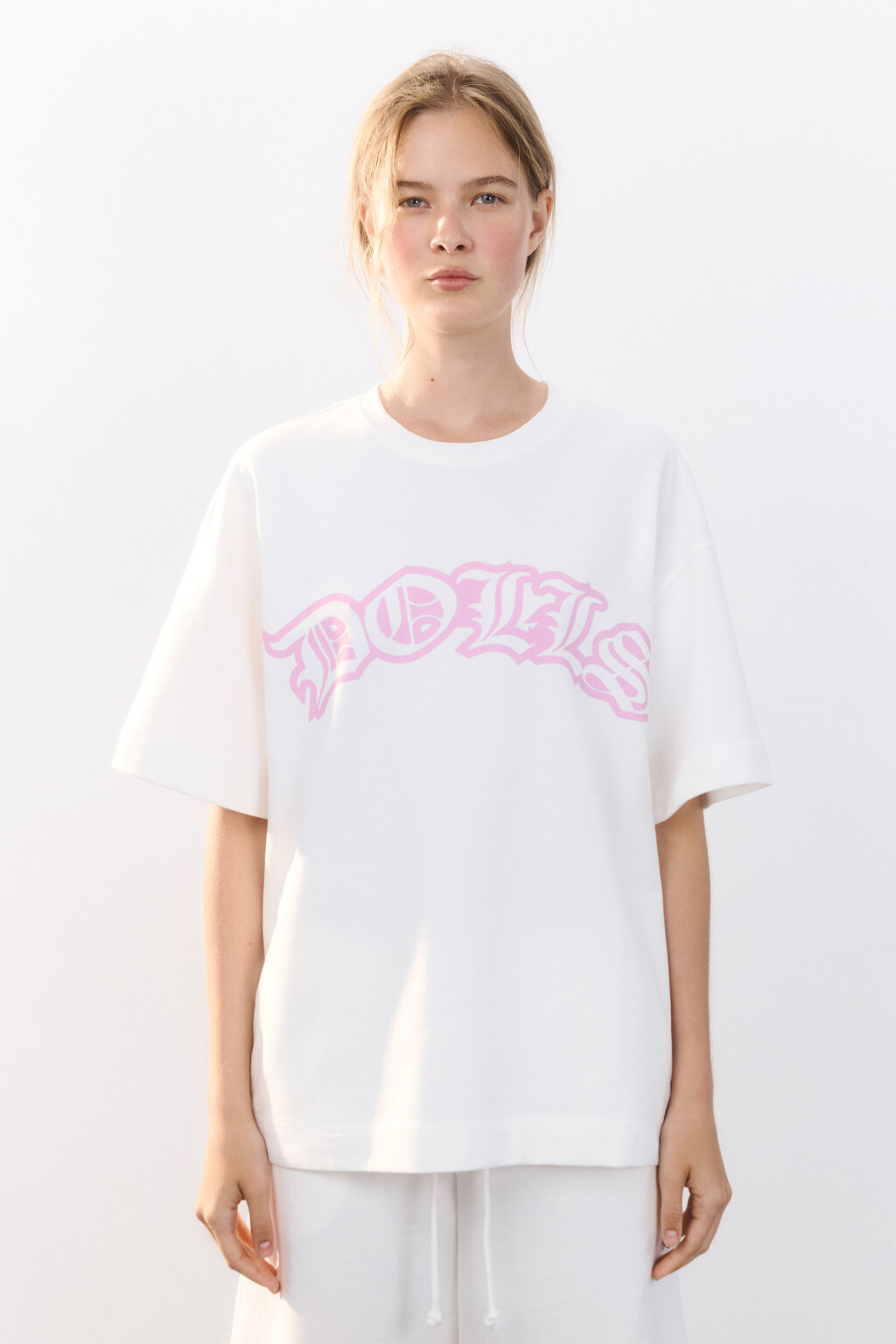 Футболка oversize удлиненная с принтом - цвет белый - 2