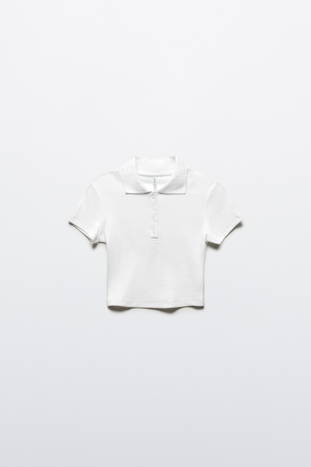 Джемпер-поло укороченный в рубчик - цвет белый - 7