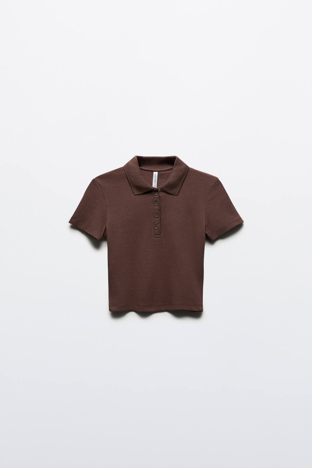 Джемпер-поло укороченный в рубчик - цвет коричневый - 7