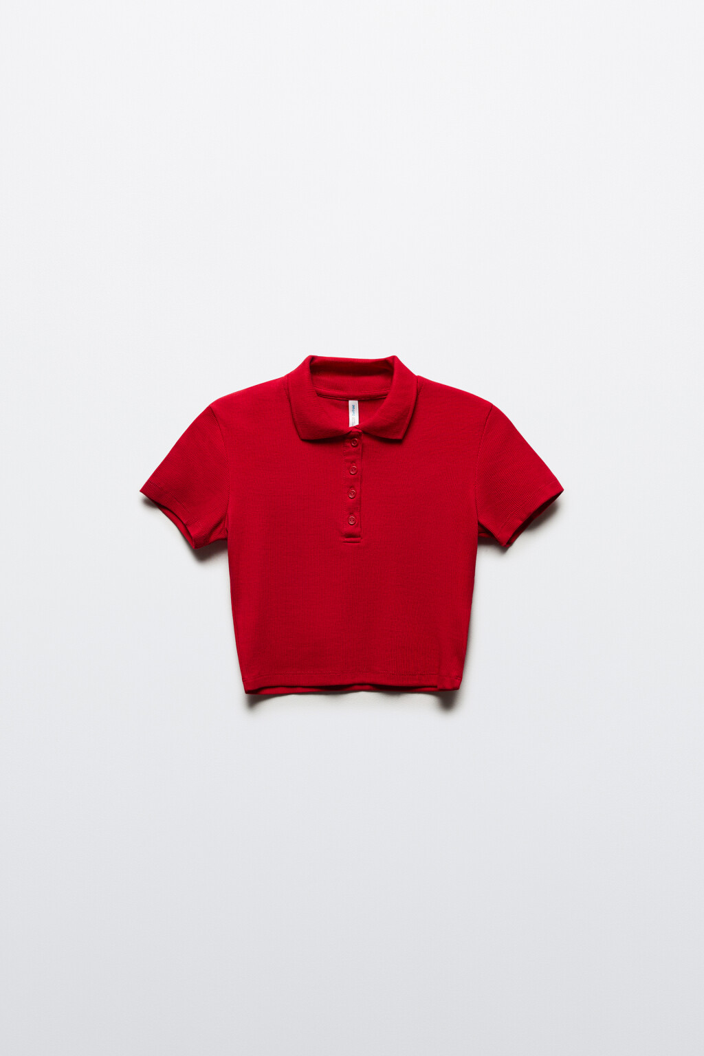 Джемпер-поло укороченный в рубчик - цвет красный - 7