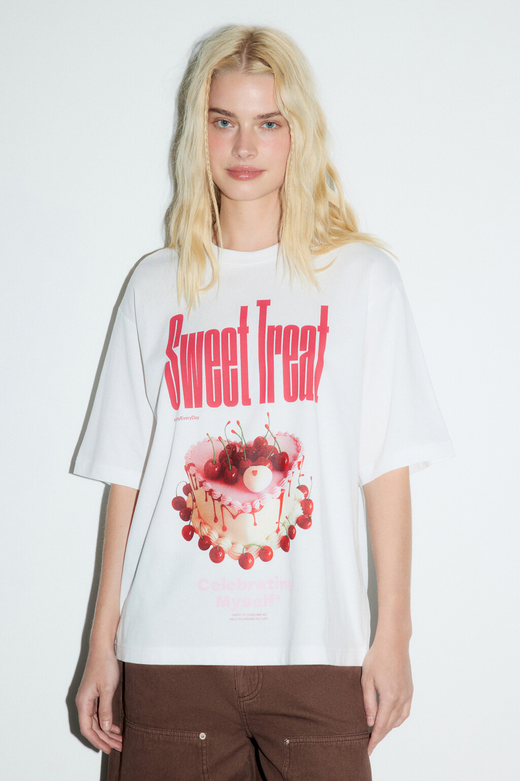 Футболка хлопковая с принтом - цвет белый - 2