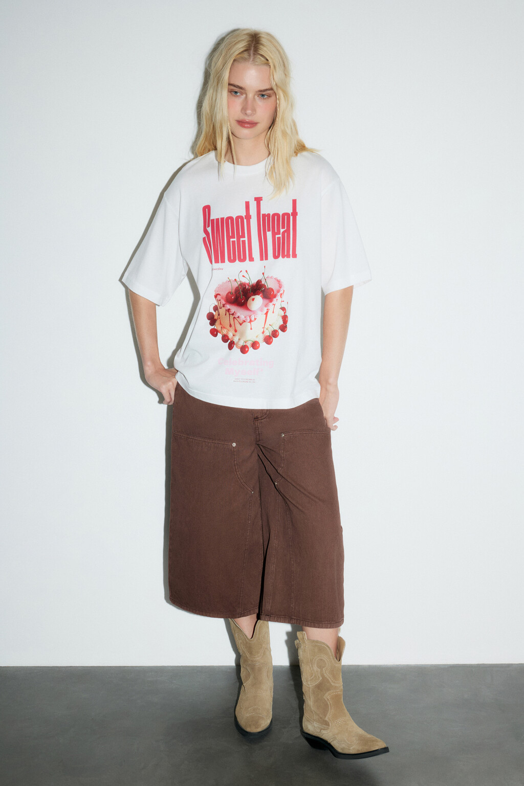 Футболка хлопковая с принтом - цвет белый - 4