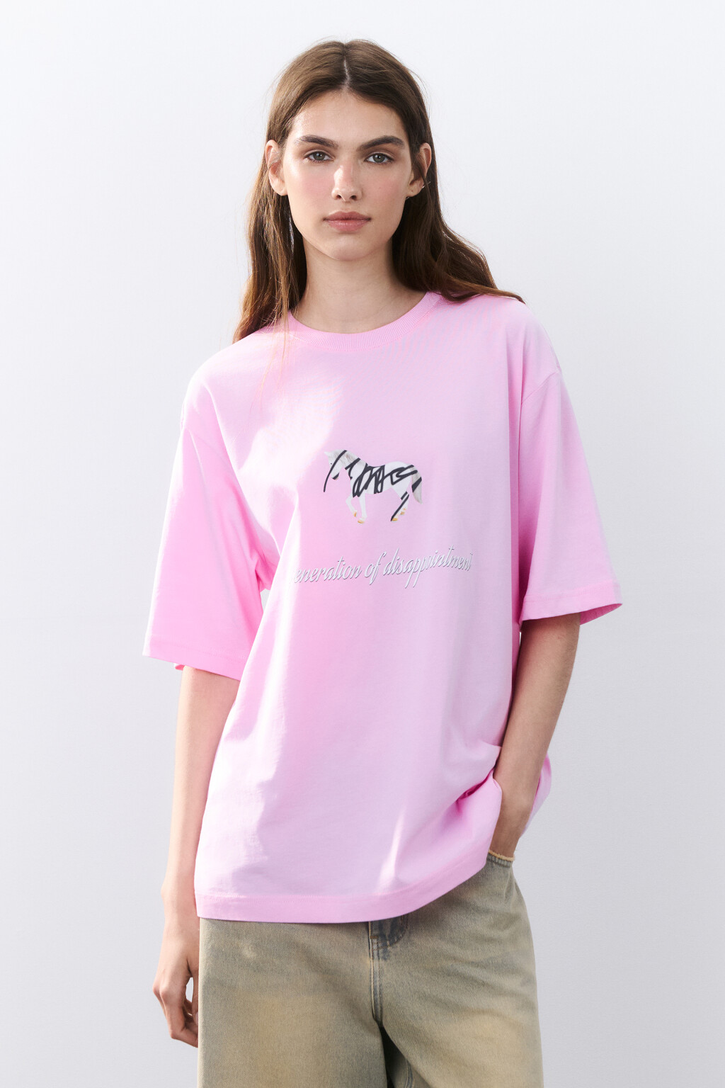 Футболка с принтом и надписью - цвет розовый - 2