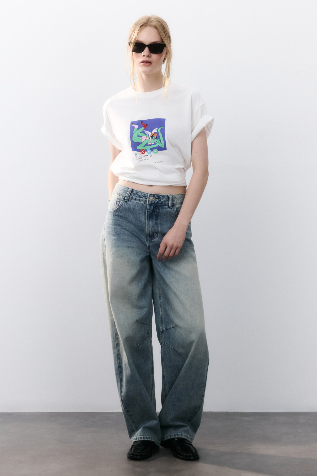 Футболка хлопковая с принтом - цвет белый - 5