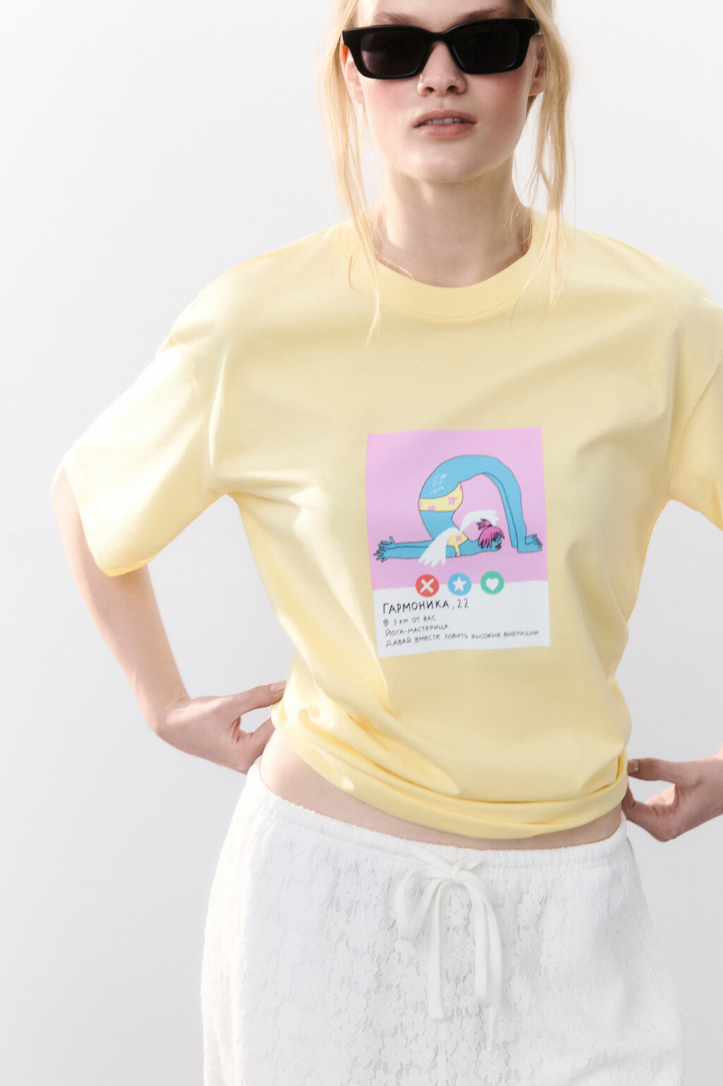 Футболка хлопковая с принтом - цвет желтый - 1