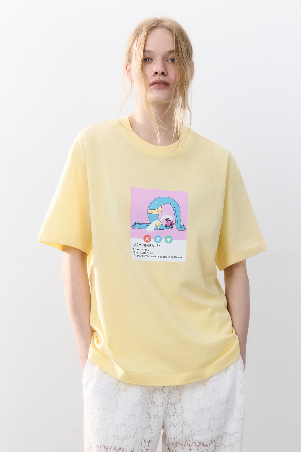 Футболка хлопковая с принтом - цвет желтый - 2