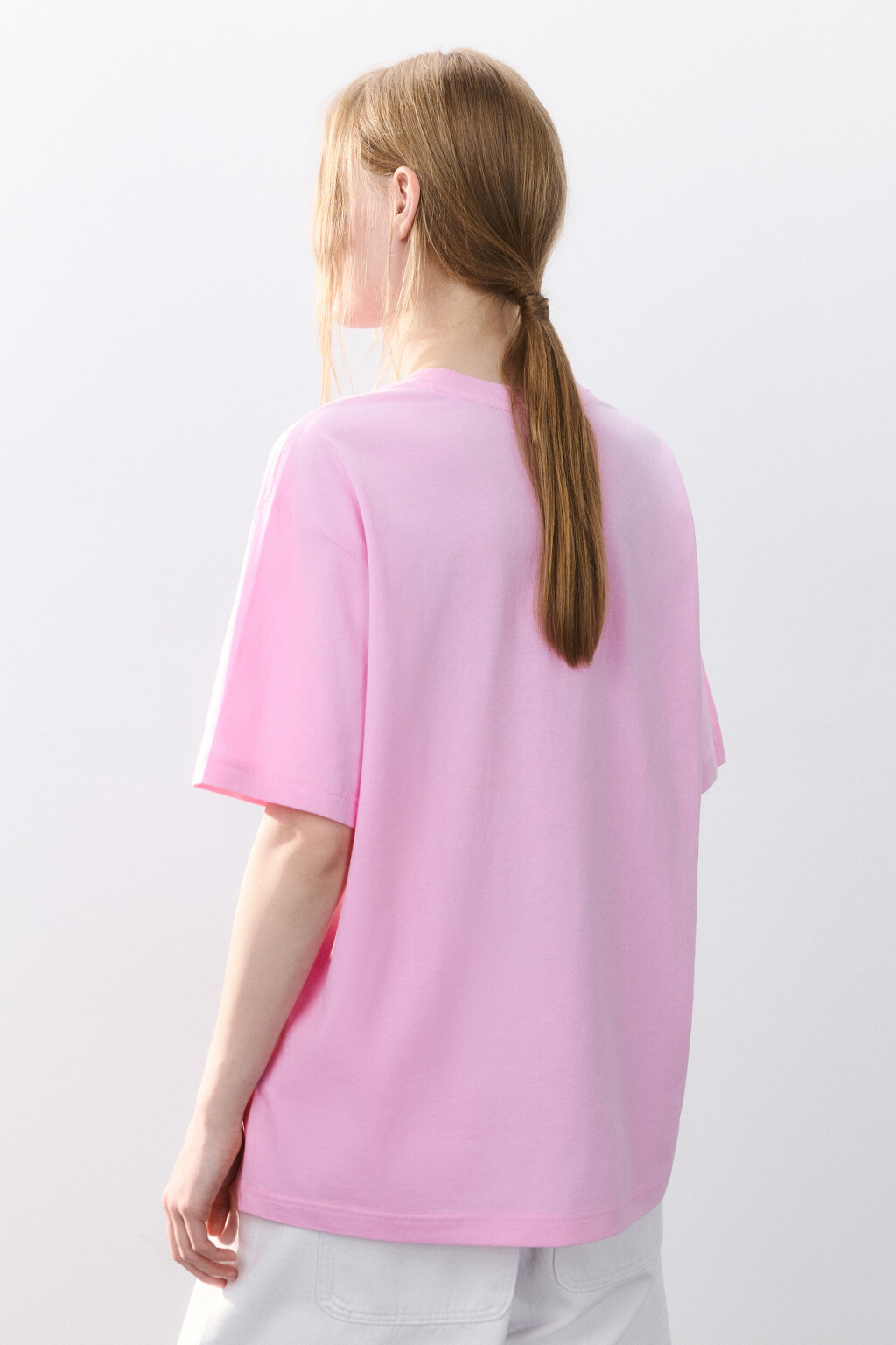 Футболка хлопковая с принтом - цвет розовый - 3
