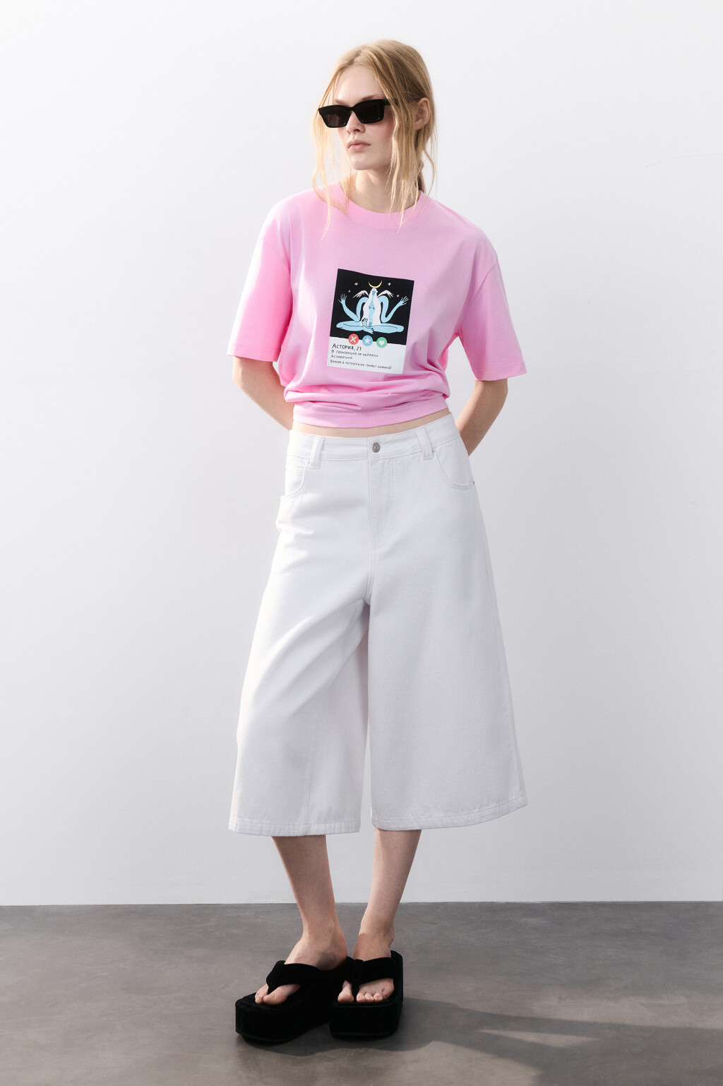 Футболка хлопковая с принтом - цвет розовый - 4