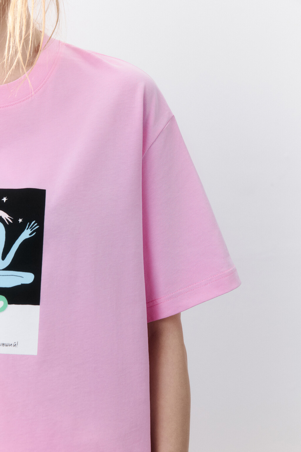 Футболка хлопковая с принтом - цвет розовый - 6