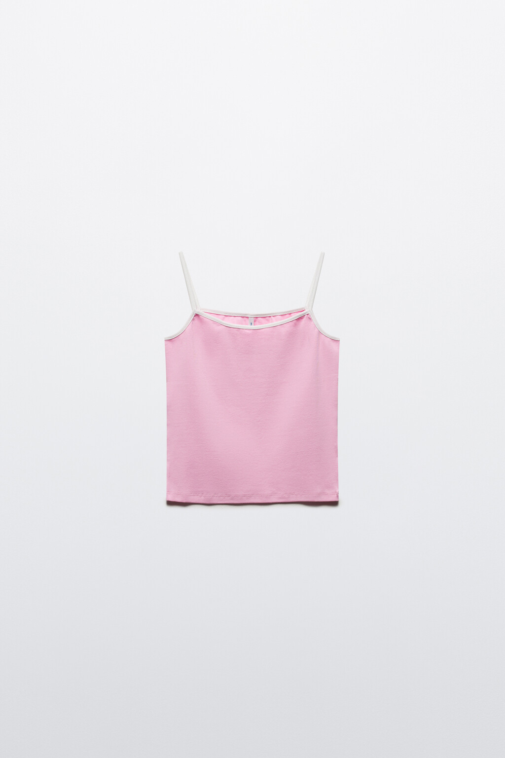 Майка облегающая с контрастными бретельками - цвет розовый - 3
