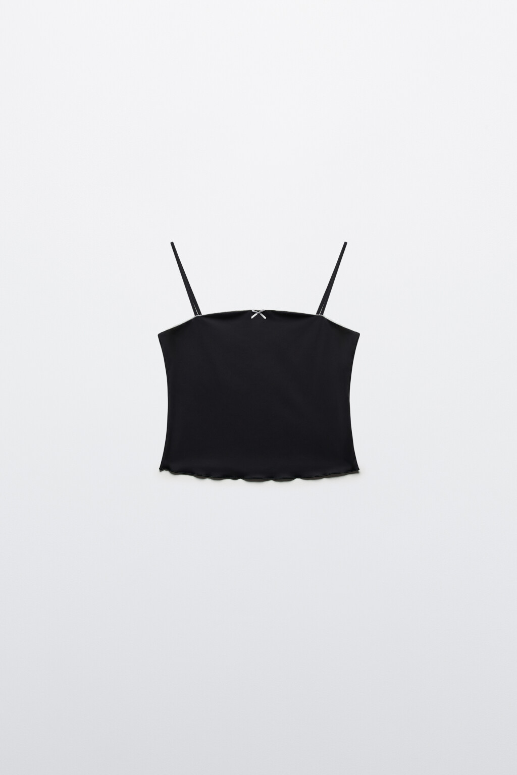 Топ-майка на тонких бретельках с бантиком - цвет черный - 7