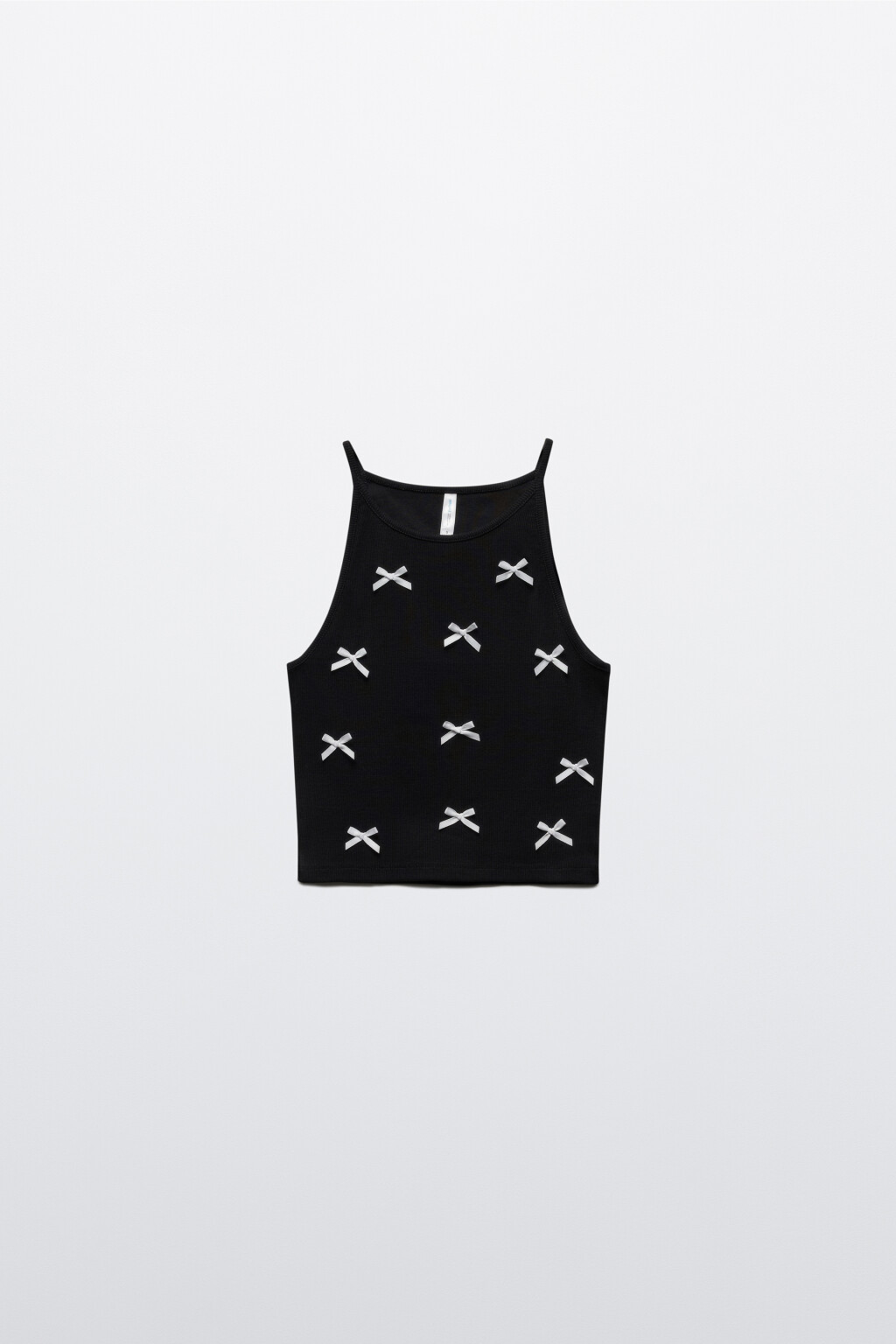 Майка-топ в рубчик с декором - цвет черный - 9