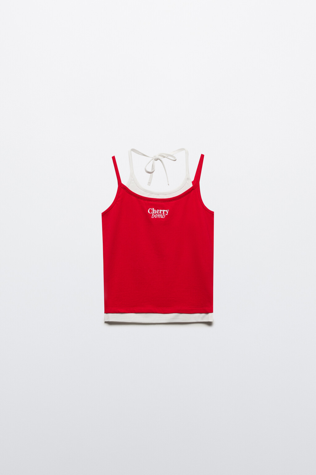 Топ-майка на бретельках с завязками на шее - цвет красный - 7