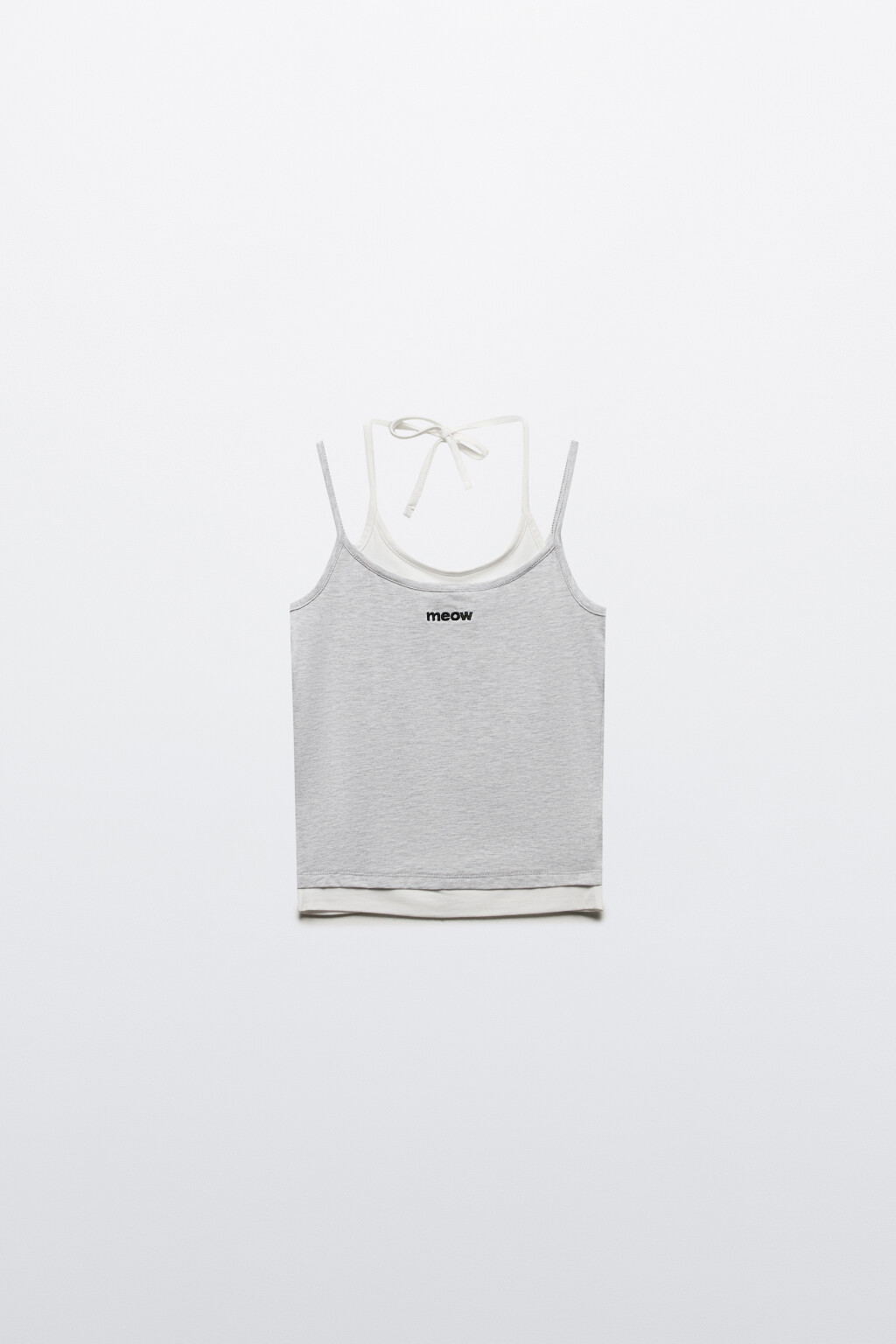Топ-майка на бретельках с завязками на шее - цвет серый - 7