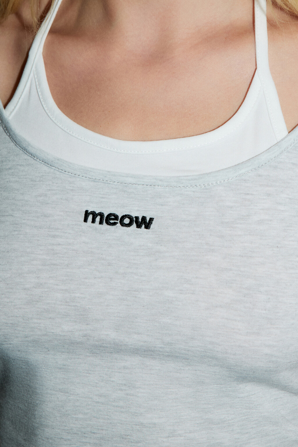 Топ-майка на бретельках с завязками на шее - цвет серый - 5