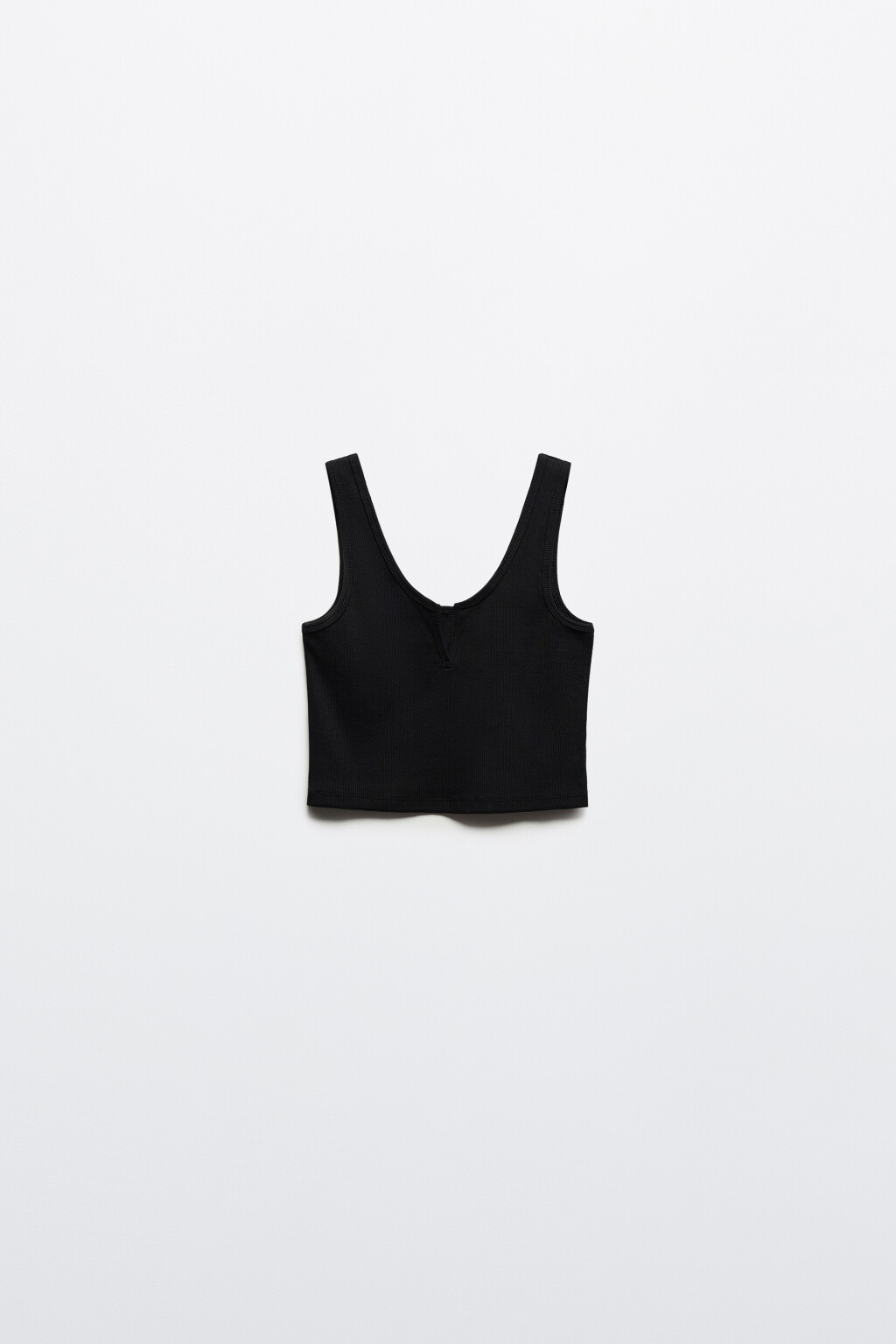 Майка трикотажная с вырезом на груди - цвет черный - 7