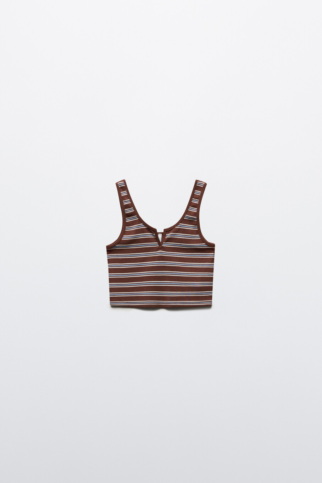 Майка трикотажная с вырезом на груди - цвет коричневый - 7