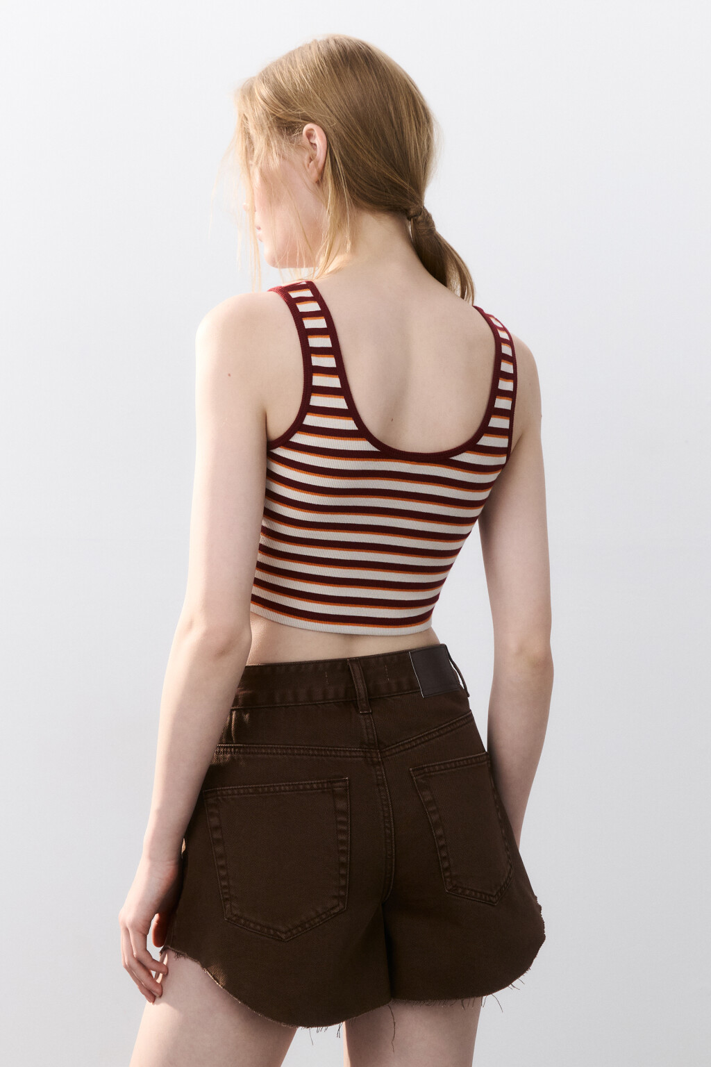 Майка трикотажная с вырезом на груди - цвет мультиколор - 3