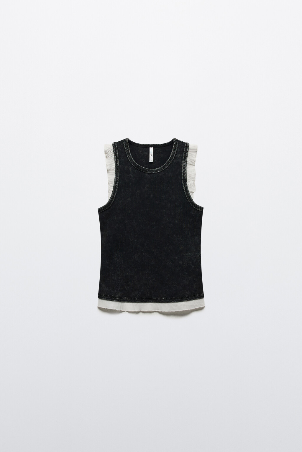 Майка хлопковая двуслойная в рубчик - цвет серый - 7