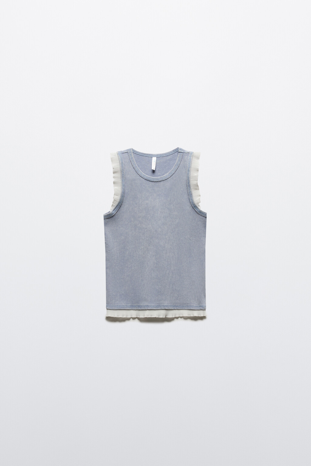 Майка хлопковая двуслойная в рубчик - цвет голубой - 7