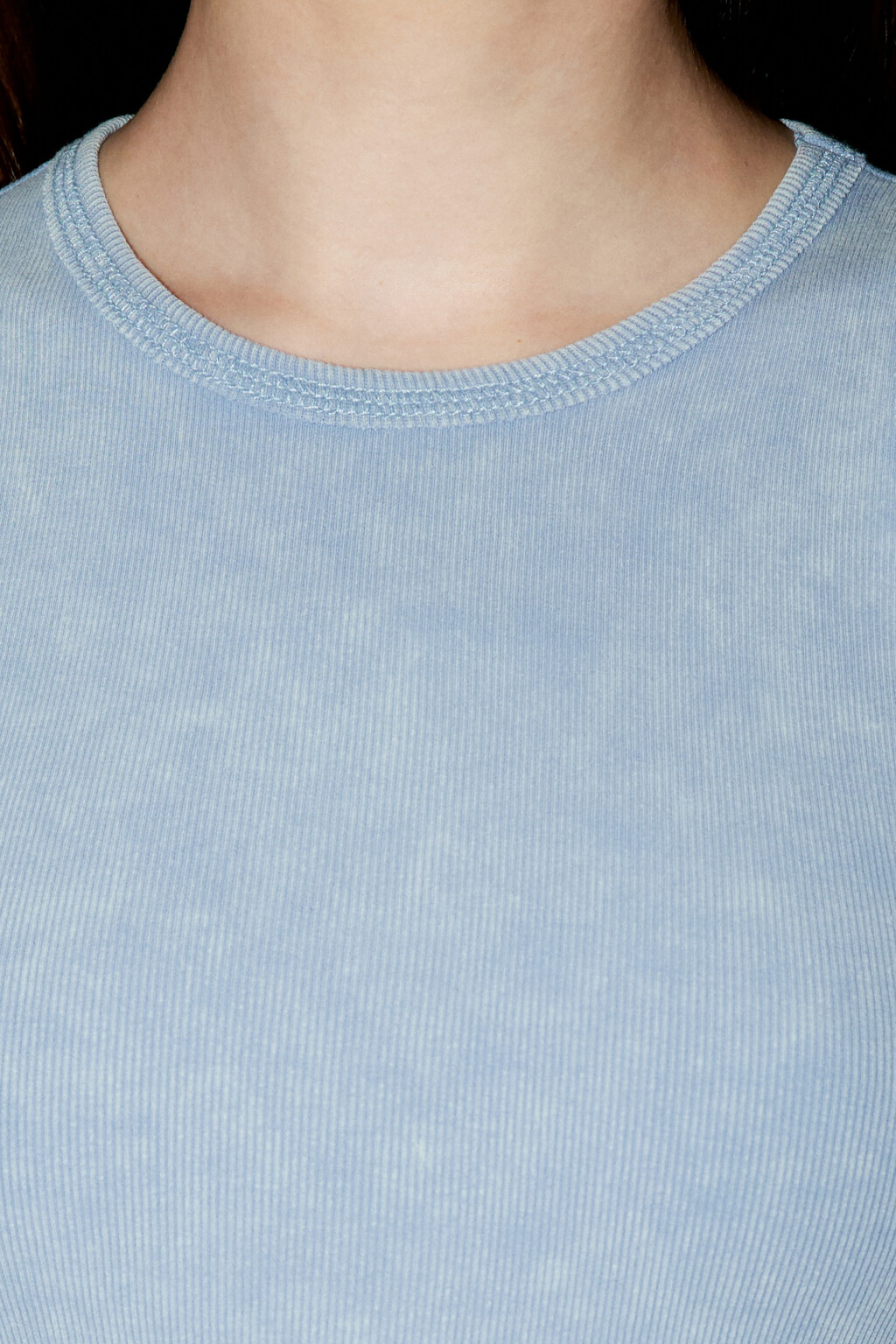 Майка хлопковая двуслойная в рубчик - цвет голубой - 5