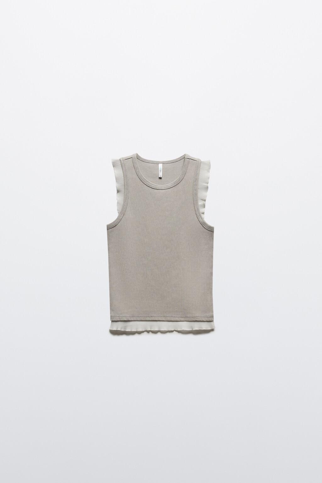 Майка хлопковая двуслойная в рубчик - цвет бежевый - 8