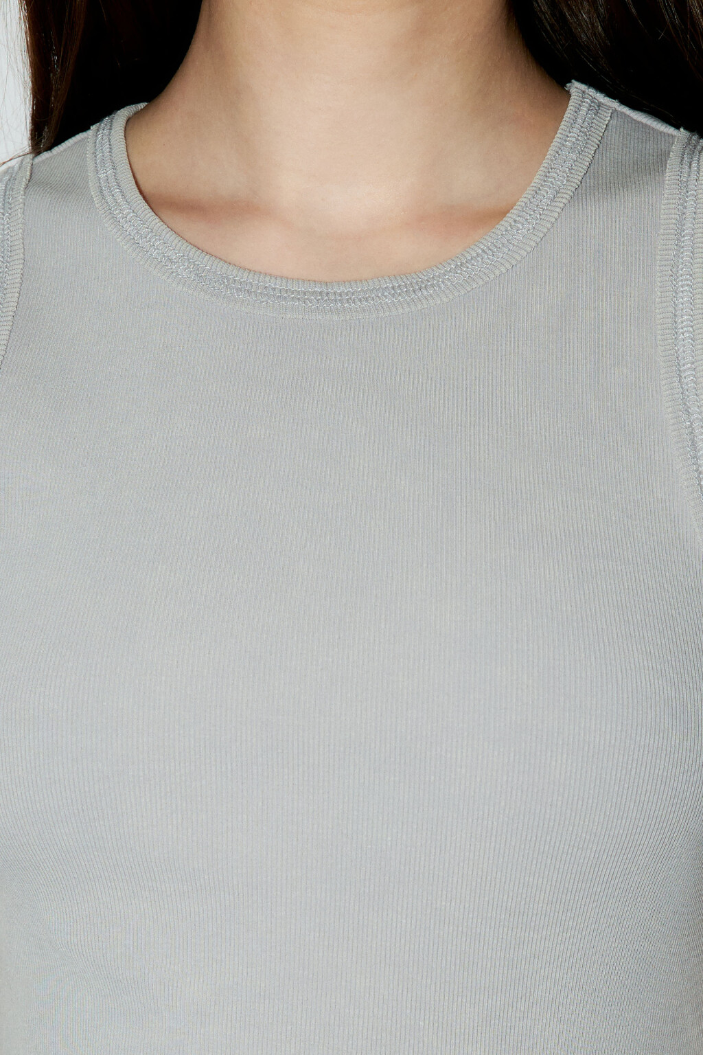 Майка хлопковая двуслойная в рубчик - цвет бежевый - 6