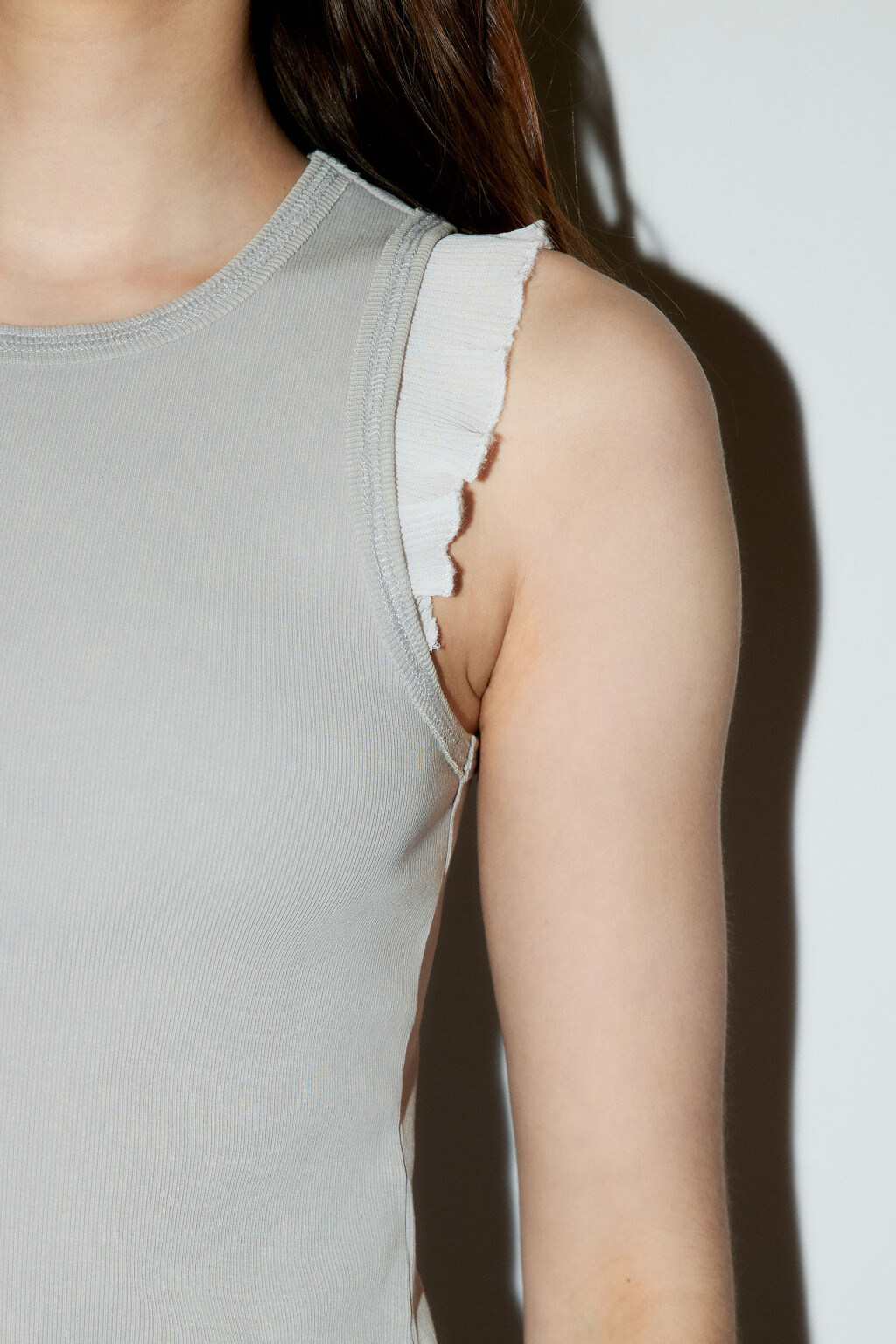 Майка хлопковая двуслойная в рубчик - цвет бежевый - 7