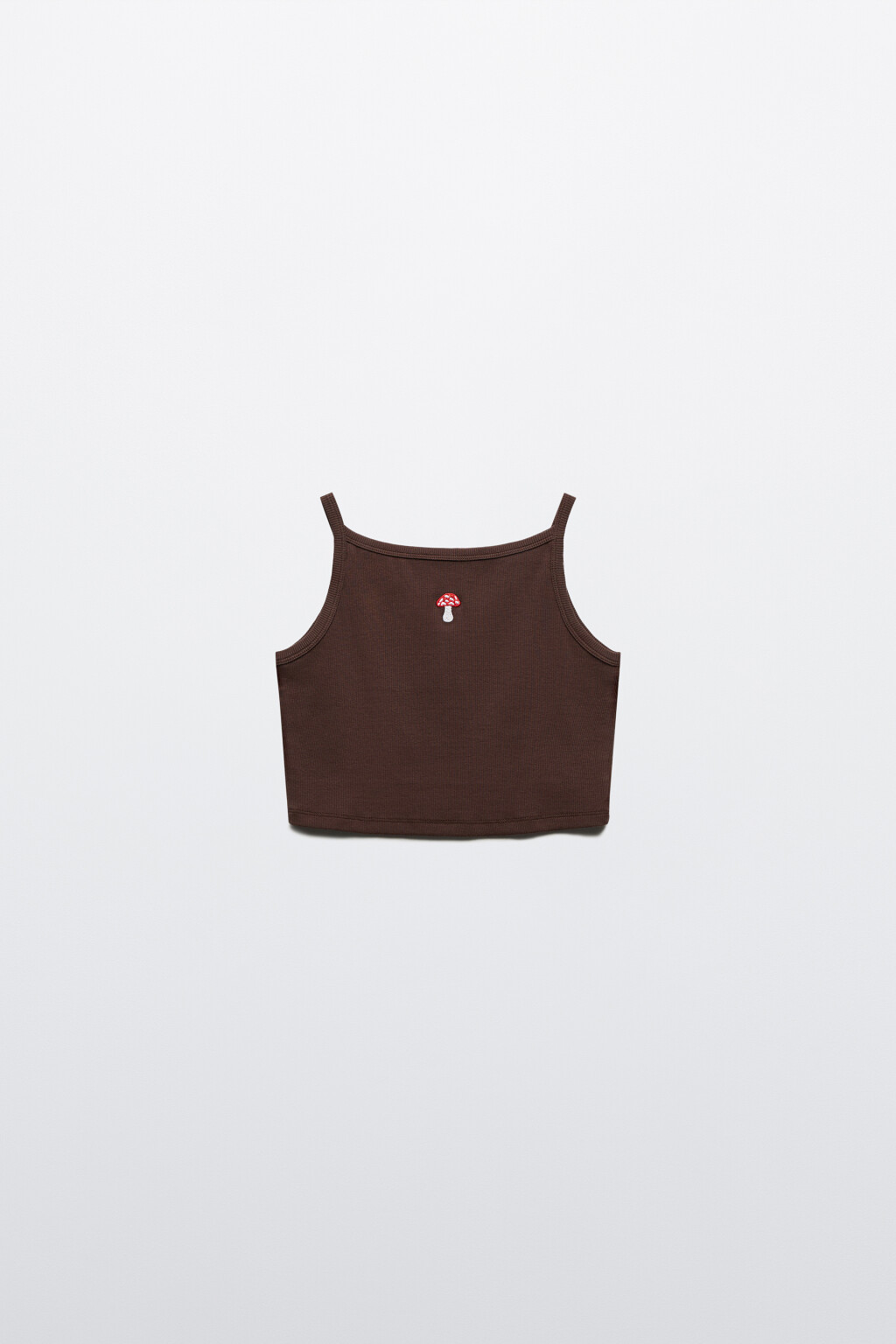 Майка-топ в рубчик с вышивкой - цвет коричневый - 7