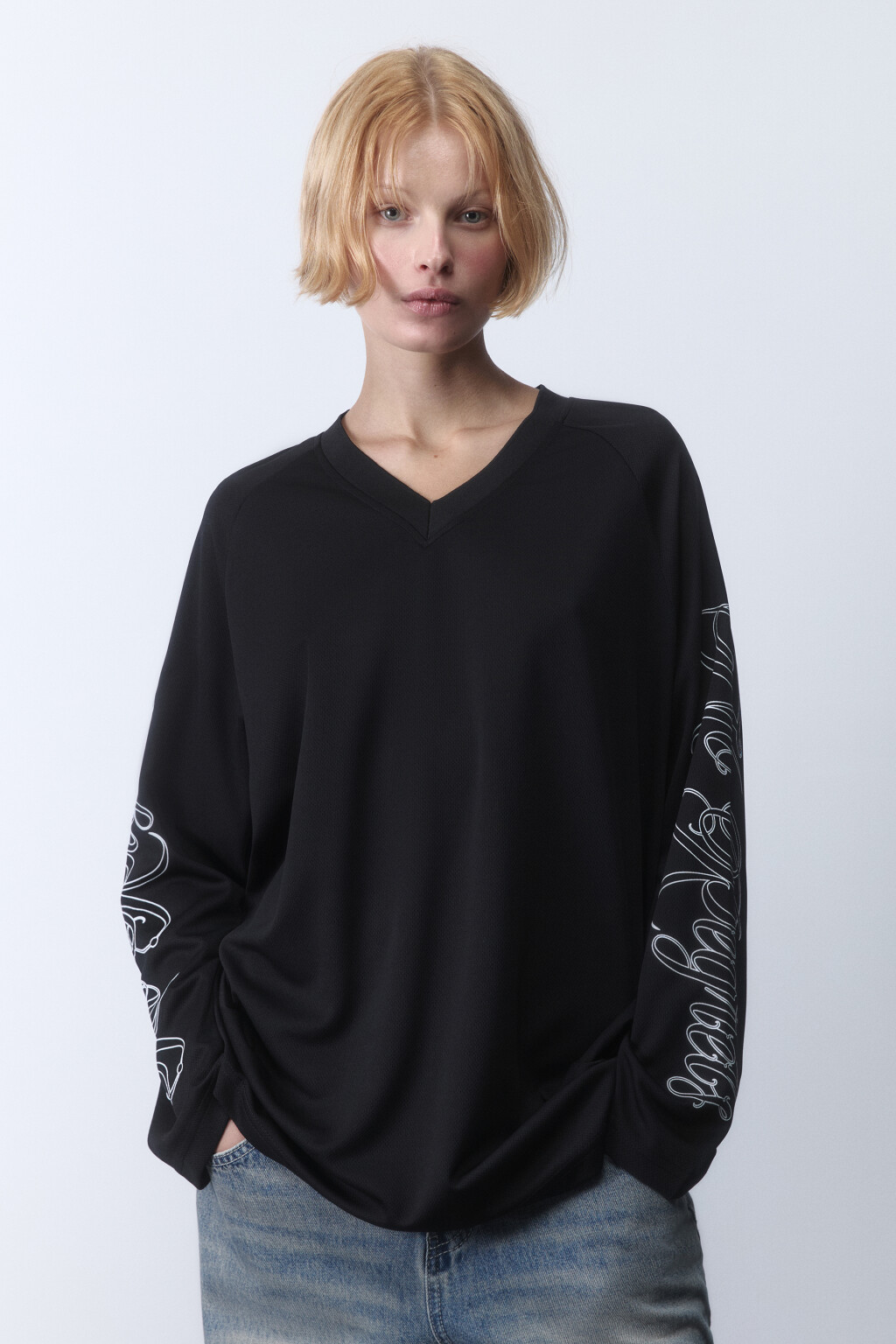 Лонгслив-джерси oversize с принтом - цвет черный - 2
