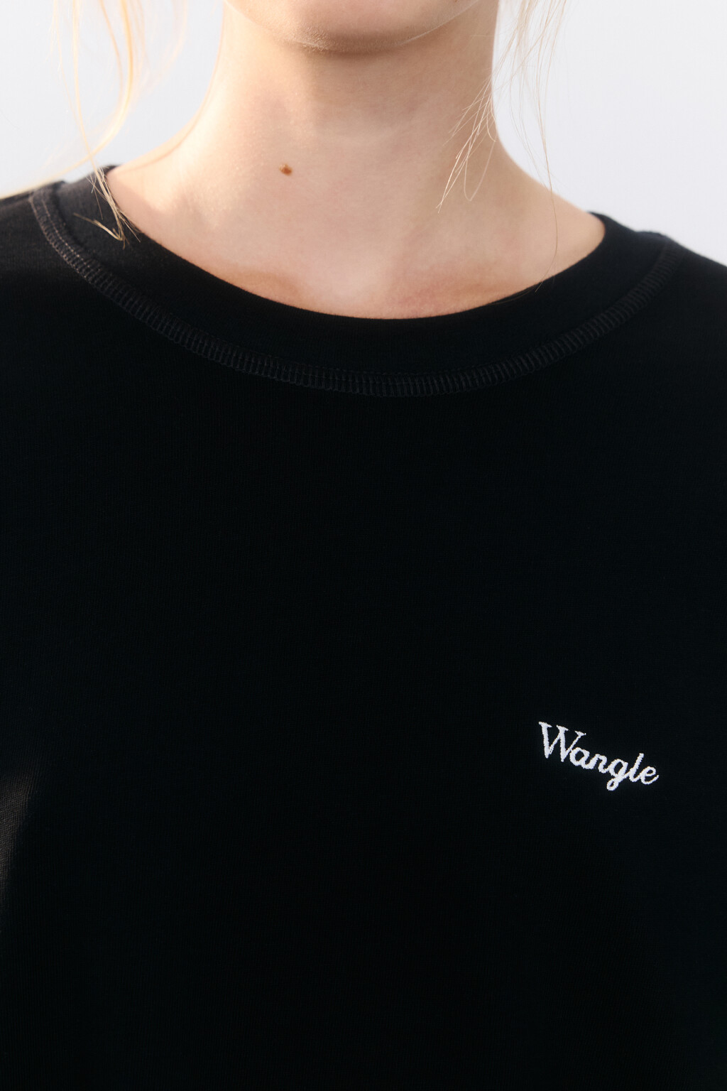 Лонгслив хлопковый с вышивкой - цвет черный - 5