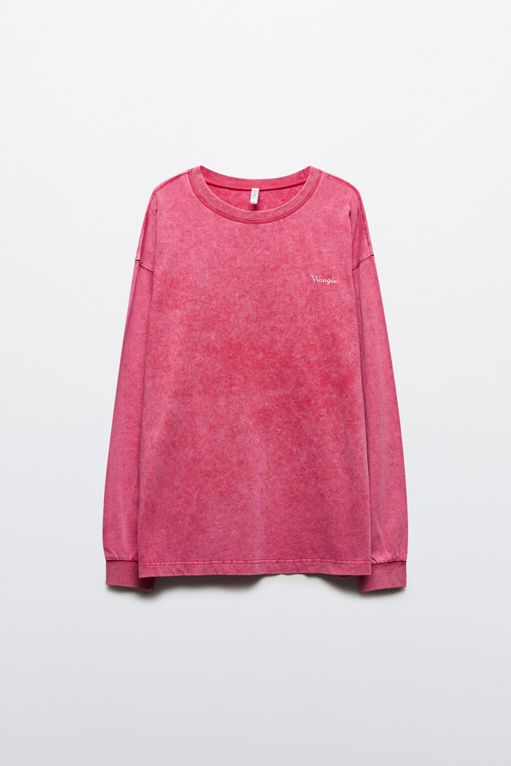 Лонгслив oversize с вареным эффектом и вышивкой - цвет розовый - 7
