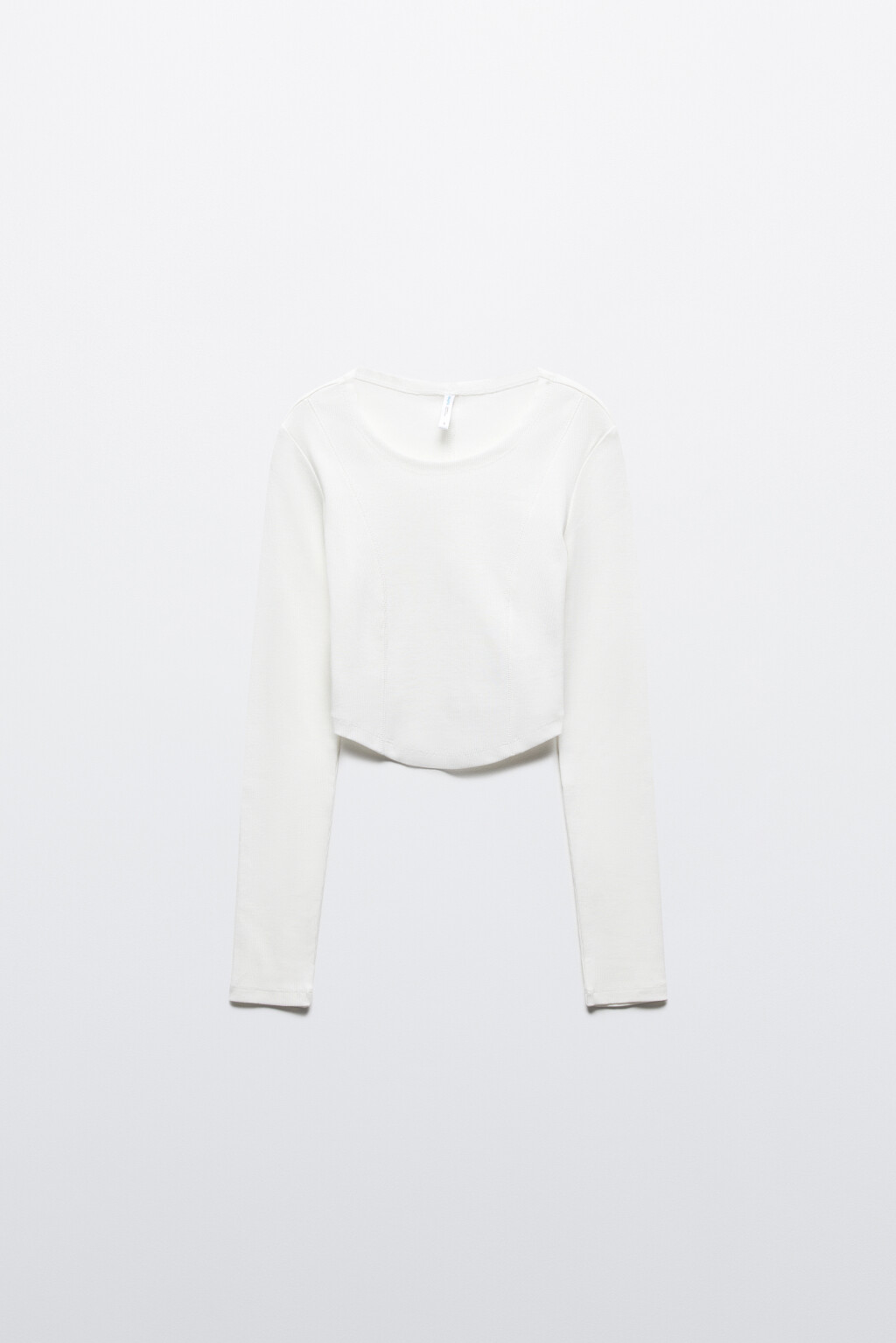 Лонгслив укороченный в рубчик - цвет белый - 7