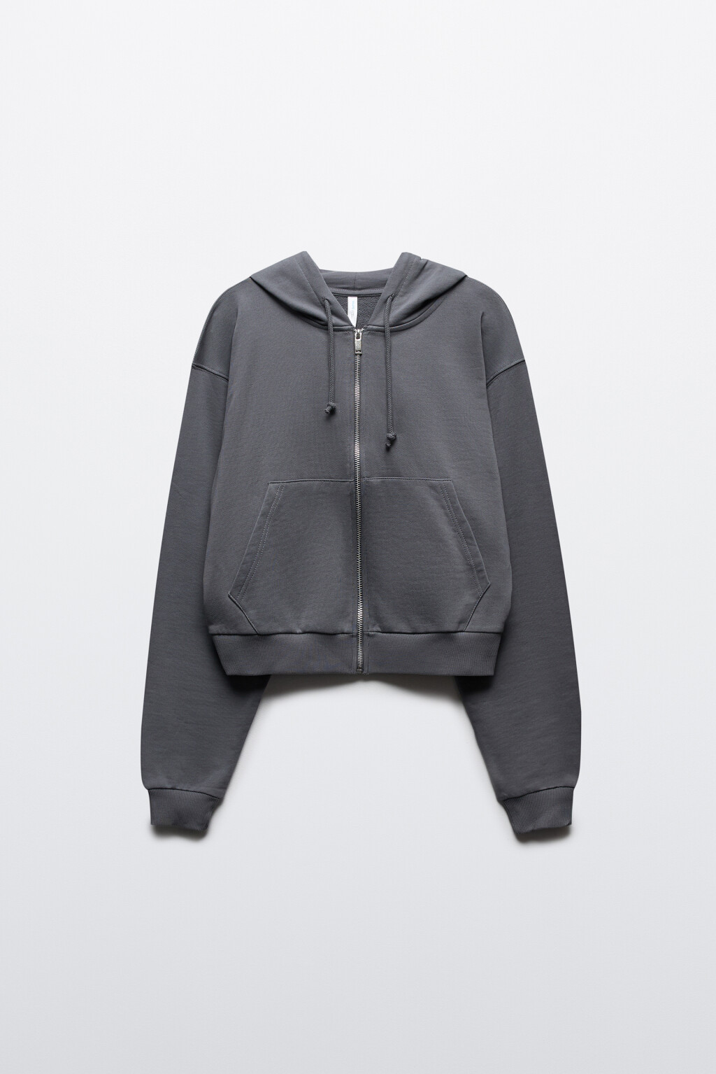 Худи-зипка укороченная с капюшоном - цвет серый - 9