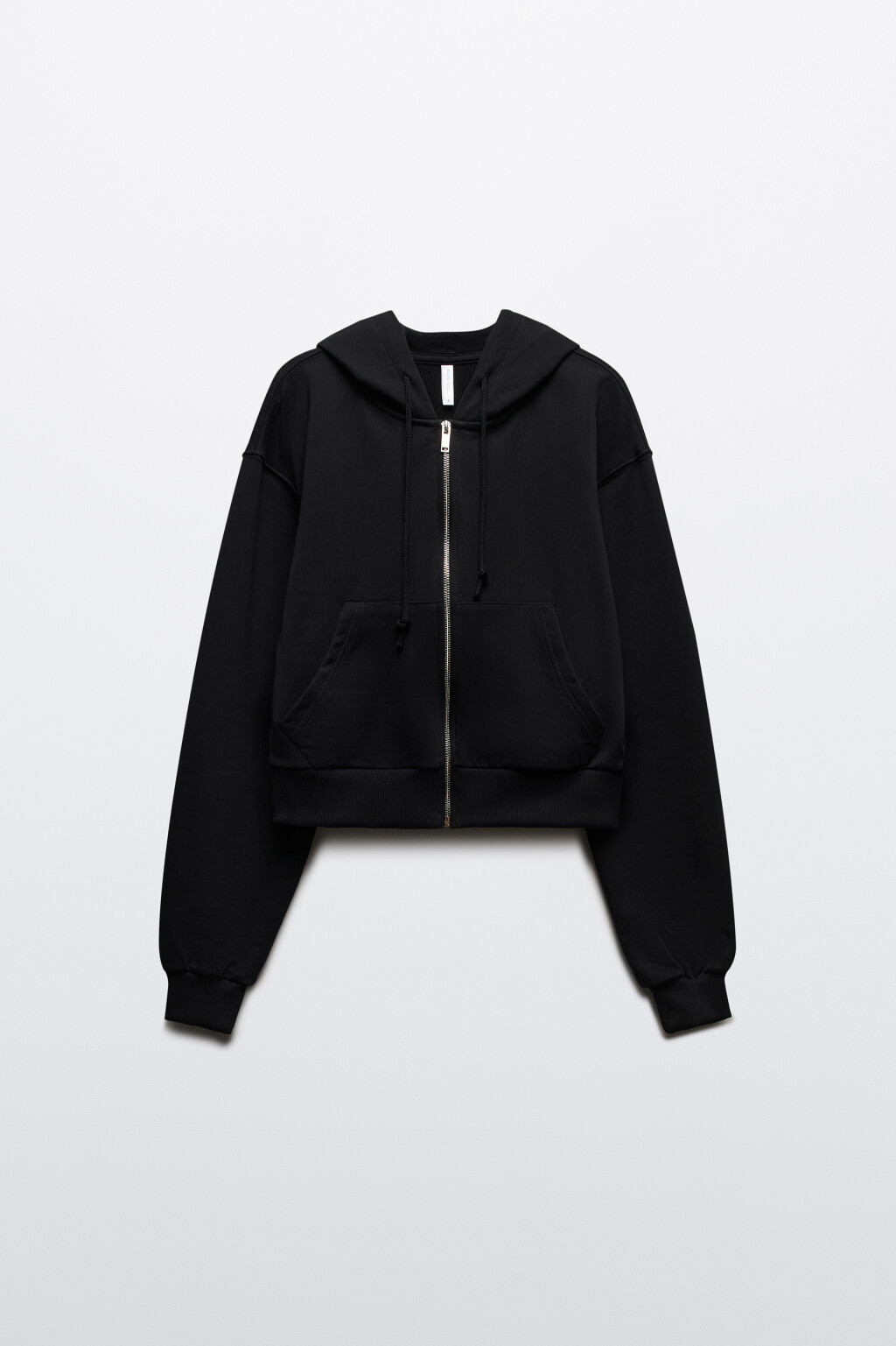 Худи-зипка укороченная с капюшоном - цвет черный - 8