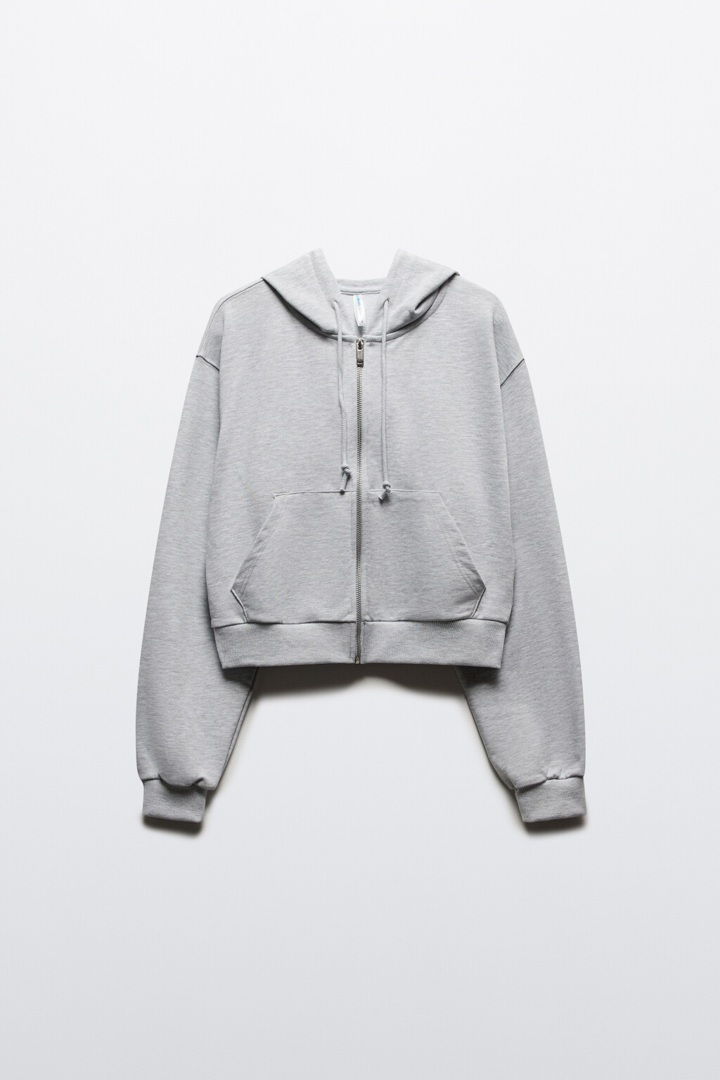 Худи-зипка укороченная с капюшоном - цвет серый - 8