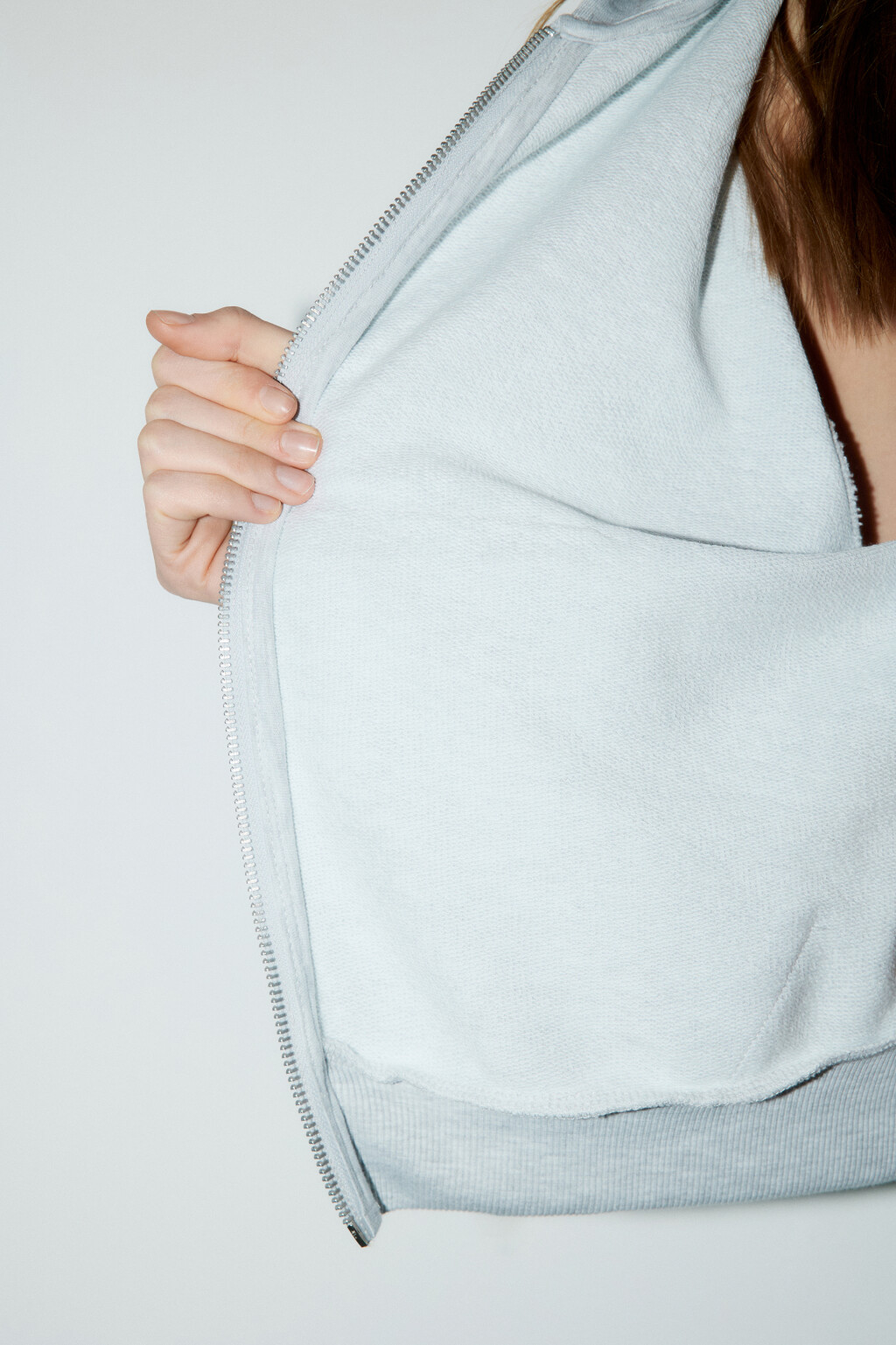 Худи-зипка укороченная с капюшоном - цвет серый - 7