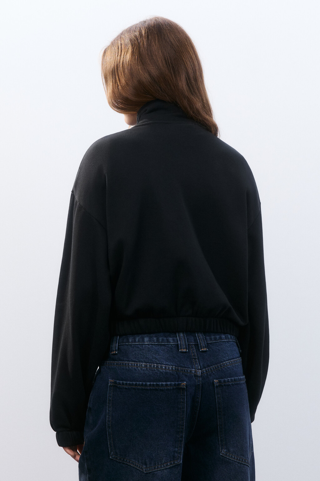 Толстовка полузамок с вышивкой - цвет черный - 3