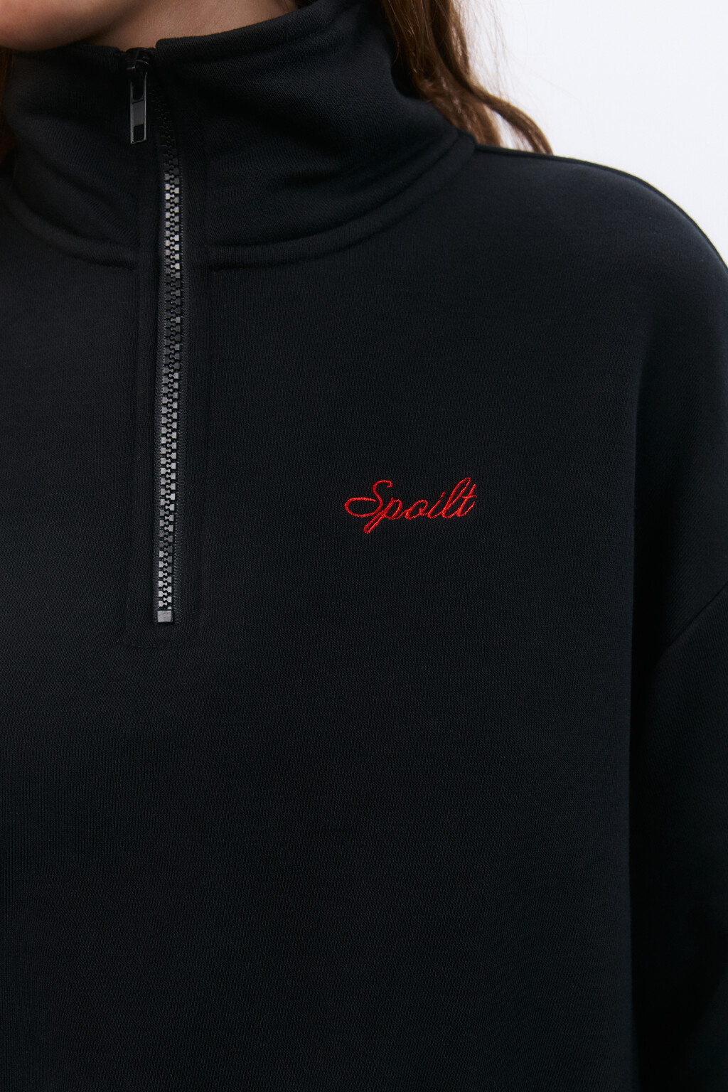 Толстовка полузамок с вышивкой - цвет черный - 6