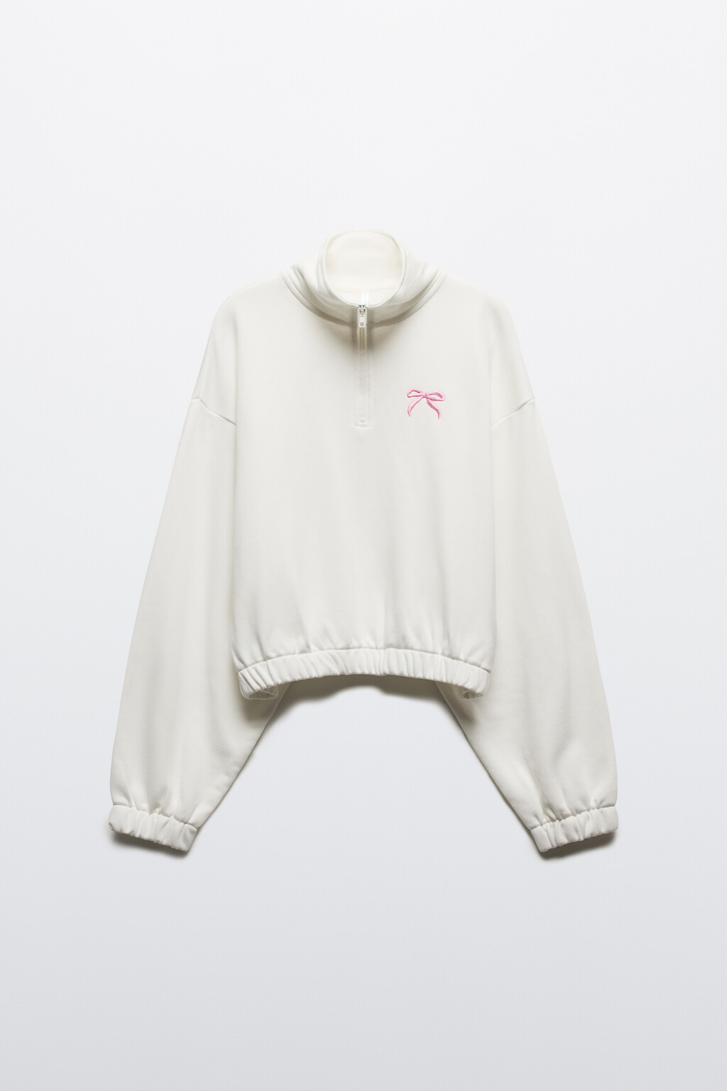 Толстовка half zip с вышивкой - цвет белый - 7