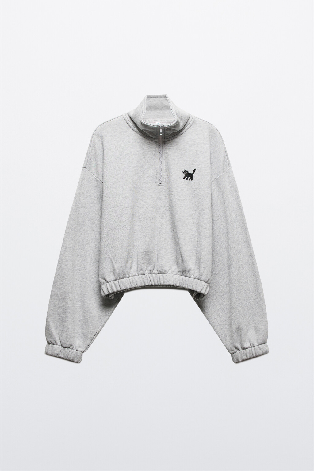 Толстовка half zip с вышивкой - цвет серый - 7
