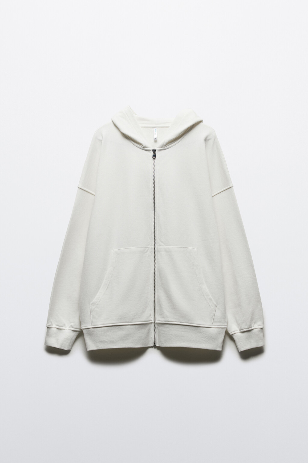 Худи-зипка oversize из футера с капюшоном - цвет молочный - 8